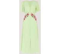 Monsoon Monsoon Green Coraline Floral Embroidered Midi Dress Green EU 46 (UK 18)