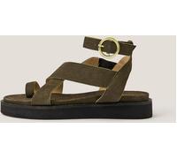 Monsoon Monsoon Green Ivy Toe Strap Crossover Suede Sandals