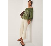 Monsoon Monsoon Green Julie Embroidered Bardot Blouse