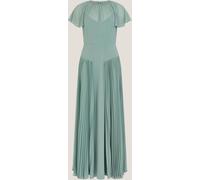 Monsoon Monsoon Green Madison Flutter Sleeve Pleated Bridesmaid Dress Green EU 42 (UK 14)