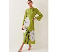 Monsoon Monsoon Green Molly Floral Print Satin Dress Green EU 38 (UK 10)