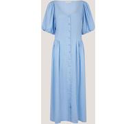 Monsoon Monsoon Light Blue Lottie Short Puff Sleeve Linen Blend Midi Dress Light Blue EU 44 (UK 16)