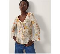 Monsoon Monsoon Natural Jesse Sheer Frill Floral Print Blouse