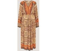Monsoon Monsoon Orange Ines V-Neck Floral Print Long Sleeve Midi Dress Orange XXL (EU 48-50)