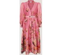 Monsoon Monsoon Pink Aimee V-Neck Floral Print Midi Shirt Dress Pink EU 44 (UK 16)