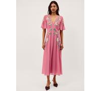 Monsoon Monsoon Pink Cora Embellished Floral Midi Dress Pink EU 46 (UK 18)