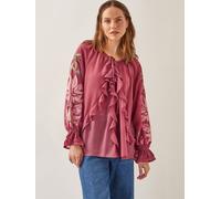 Monsoon Monsoon Pink Natalia Embroidered Ruffle Blouse
