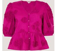 Monsoon Monsoon Pink Tammy Puff Sleeve Embroidered Top
