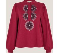 Monsoon Monsoon Red Esme Embroidered Jersey Blouse
