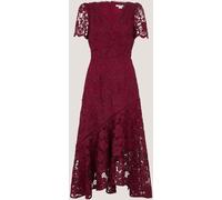 Monsoon Monsoon Red Gia Cutwork Lace Midi Dress Red EU 42 (UK 14)