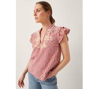 Monsoon Monsoon Red Greta Embroidered Gingham Top