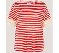 Monsoon Monsoon Red Sasha Stripe Linen Blend T-Shirt
