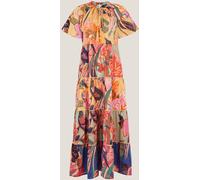 Monsoon Monsoon Robe mi-longue Carmen Fleuri et superpositions Orange XL (EU 48-50)