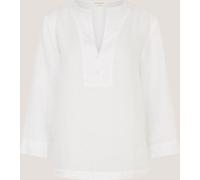 Monsoon Monsoon White Alexis Knot Button Linen Top