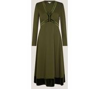 Monsoon Robe mi-longue Monsoon Viv à manches longues avec bordure en velours Vert EU 36 (UK 8)