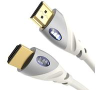 MONSTER - Câble HDMI - Résolution 4K - Vidéo HDR - 18 GBPS - Vitesse Éclair - Connecteurs V-Grip - Triple Blindage - 1,82 Mètres - Garanti à Vie - Blanc