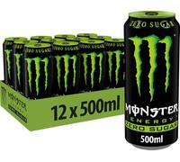 Monster Energy Green Zero Sugar - boisson énergisante, lot de 12 canettes de 50 cl