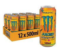 Monster Energy Juiced Khaotic - Boisson énergisante contenant de la caféine au goût d'agrumes tropicaux - Dans des boîtes jetables pratiques (12 x 500 ml)