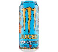 Monster Energy Mango Loco Lot de 24 boissons énergisantes contenant de la caféine avec goût de fruits tropicaux de mangue, goyave et ananas 500 ml + polpa Italian Gourmet 400 g