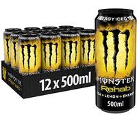 Monster Energy Rehab Lemon, 12 x 500 ml, boîte jetable - thé glacé Energy au goût citron