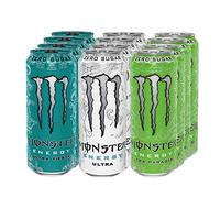 Monster Energy Ultra Zero Sugar Lot de 12 boîtes de 500 ml avec autocollant gratuit Ultra Zero, Ultra Violet, Ultra Paradise