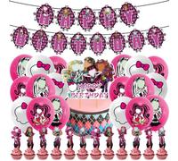 Monster Fille Ballons 32Pcs XNAUVOI Monster Dolls Fête D'anniversaire de Ballons Bannière Décoration de Gâteaux Anniversaire Décoration de Fete pour Enfants