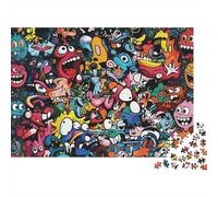 Monster Graffiti Puzzles 1000 Pièces Recyclable Material Colorful Art Senior Puzzles Jeu Éducatif Décompression Parent Garçon & Fille Accessoires de Jeu 52x38cm/1000Ps