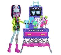 Monster High Coffret Création de Petits Monstres avec poupée Frankie Stein, Plus de 30 éléments et Meubles de Laboratoire, JBF18