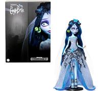 Monster High Coffret Skullector Emily Les Noces funèbres, poupée à Collectionner vêtue d’Une Robe de mariée Gothique à Motif Toile d’araignée, avec des Accessoires et Un Socle pour poupée, JDR67
