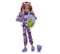 Monster High Coffret Soirée Pyjama Clawdeen Wolf Poupée Clawdeen Wolf, Animal de Compagnie Croissant et Accessoires thématiques, HKY67