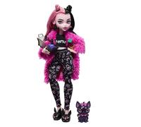 Monster High Coffret Soirée Pyjama Draculaura Poupée Draculaura, Chauve-Souris de Compagnie Comte Fabulous et Accessoires thématiques, HKY66