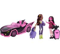 Monster High Eeekend Getaway Ensemble de jeu avec poupées Draculaura et Loup Clawdeen, véhicule et plus de 20 accessoires