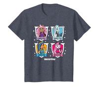Monster High - Élève - Grille de Personnages T-Shirt, Enfant, Bleu Chiné, 12 Ans
