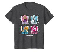Monster High - Élève - Grille de Personnages T-Shirt, Enfant, Chiné Foncé, 4 Ans