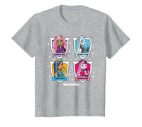 Monster High - Élève - Grille de Personnages T-Shirt, Enfant, Gris Chiné, 3 Ans