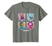 Monster High - Élève - Grille de Personnages T-Shirt, Enfant, Vert Kaki chiné, 10 Ans
