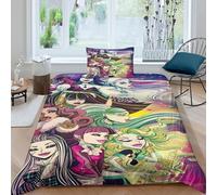 Monster High Ensemble De Literie 3D En Microfibre Personnages animés Parure De Lit Adulte 2 Pièces Avec Housse De Couette Et Taies D'oreiller,Motifs Modernes Pour Un Sommeil Paisible Single(135x200cm)