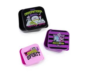 Monster High Ensemble de pots à collation empilables en hauteur, rose, noir et violet | 3 boîtes de rangement Creepateria | Ghoul Spirit et Creepataria du jour | Produits dérivés
