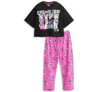 Monster High Ensemble Pyjama pour Femme | Adultes Alumni Reunion Tour Graphic Haut à Manches Courtes et Bas de Pyjama à Jambe Longue en Noir et Rose