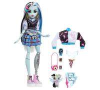 Monster High-Frankie Stein-Poupée avec animal, cheveux noirs et bleus HHK53