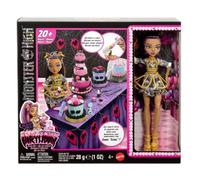 Monster High Kit Gâteau d’Anniversaire Monstrueusement Mémorable Clawdeen Wolf, coffret de jeu autour de la décoration de gâteaux, avec 20 accessoires dont un glaçage monstrueux, JBG78
