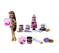 Monster High Kit Gâteau d’Anniversaire Monstrueusement Mémorable Clawdeen Wolf, coffret de jeu autour de la décoration de gâteaux, avec 20 accessoires dont un glaçage monstrueux, JBG78