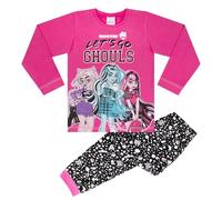 Monster High Lets Go Ghouls, 100% Coton Ensemble de Pyjama à Manches Longues, Hot Pink/Black, Rose