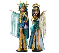 Monster High Momies Majestueuses Coffret de Deux poupées à Collectionner Cleo et Nefera De Nile avec Accessoires dorés et vêtements de qualité supérieure, HXJ01