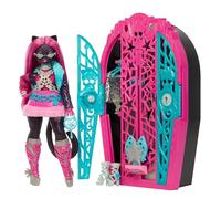 Monster High Monstrueux Secrets Catty Noir Coffret Énigmes à Hauntlywood avec poupée, dressing et plus de 19 surprises glamour, dont des vêtements pour poupée
