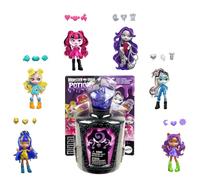Monster High Potions Assortiment de mini-poupées et accessoires, figurines surprise de 7,5 cm dans un flacon d’exposition avec fonction Water Reveal et talismans (les personnages peuvent varier),HYB10
