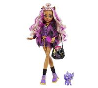 Monster High Poupée Clawdeen Wolf avec Accessoires Et Animal De Compagnie, Poupée Mode Articulée, Cheveux avec Mèches Violettes, Jouet Enfant, Dès 3 Ans, HHK52