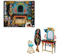 Monster High Poupée Cleo De Nile - Coiffeuse avec rangement, accessoires cheveux et bijoux - Bleu