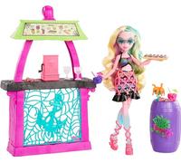 Monster High Poupée et ensemble de jeu, Lagoona Blue Scare-adise Island Snack Shack avec accessoires alimentaires et boissons à changement de couleur