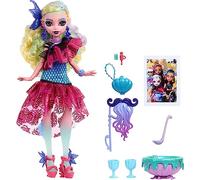Monster High Poupée Monster Ball Lagoona en Robe de fête avec Accessoires à thème y Compris Ballons et Bol à Punch